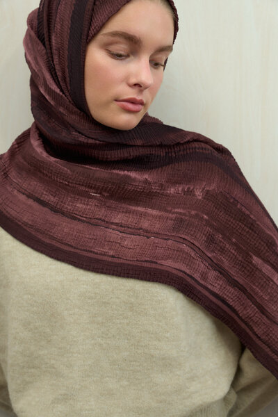 cs camellia scarf Elenora Muslin Shawl - Plum Rot