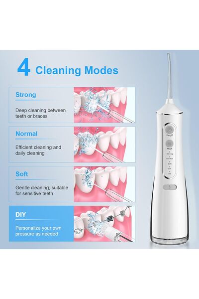 HYX Water Flosser SC-WF029 — Cordless Oral Irrigator, 300mL Tank, IPX7, 4 Modes, 4 Nozzles