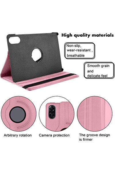 007 Kejuthrv Case for Honor Pad X9/X8 Pro 11.5 inch Faux Leather Flip Cover with Rotating Stand, Pink
