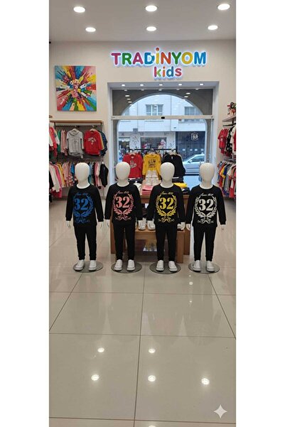 Tradinyom Kız ve Erkek Çocuklar için Şık İki İplik Pamuklu Spor Eşofman Takımı