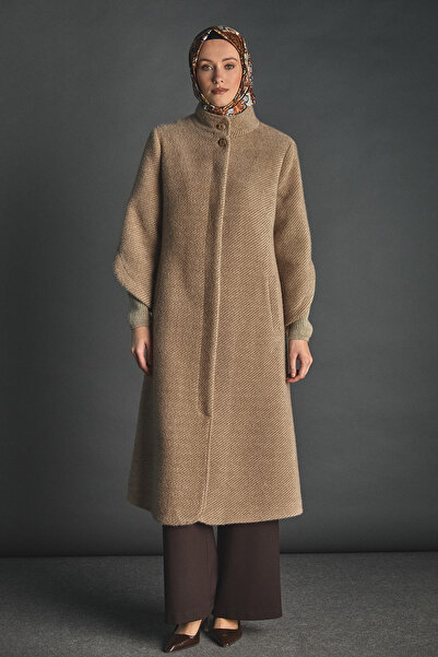 Setrms Yüksek Yakalı Lale Kol Ribanalı Kaban