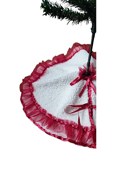 MODA NUR Christmas Pine Tree Bottom Cover, Pine Tree Foot Carpet Cover, Off-White Color, Plush, 55 cm