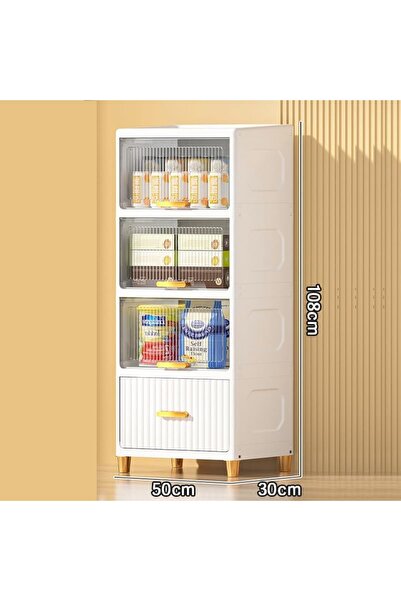 Gogoya 4-Layer Storage Boxes with Lids-Large Stackable Transparent Multi-layer Organizer for Home, Kitche