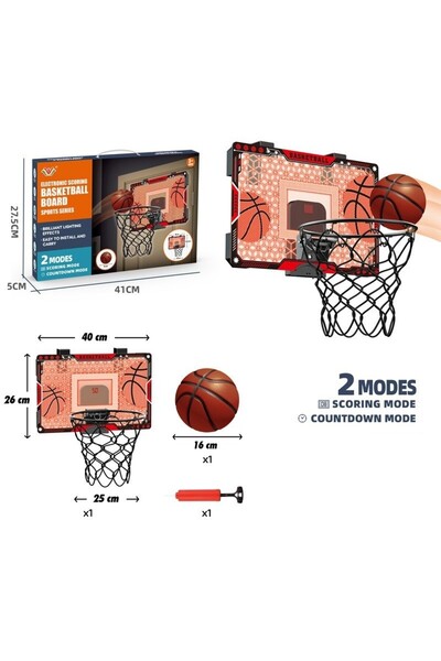 Flippy Kids Basketball Hoop with Electronic Scoreboard, Ball & Pump, Indoor/Outdoor, Multicolor