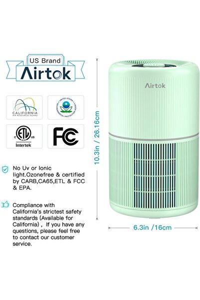 AIRTOK HEPA Air Purifier for Bedroom Home with Fragrance Sponges, 4-in-1 H13 True HEPA