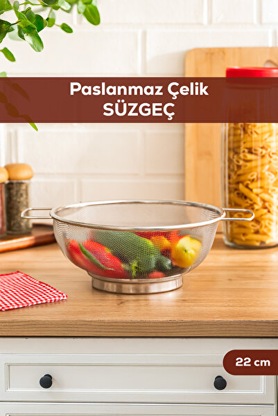 Porsima مصفاة من الفولاذ المقاوم للصدأ بمقبض عاجي، غربال للمطبخ، أداة لغسل الفواكه والخضروات، مصفاة 22 سم