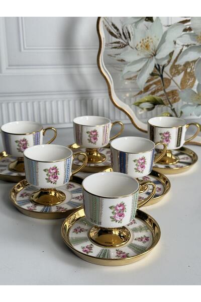 ROSSEV Türk Kahve Fincanı Harvey 6 Kişilik 12 Parça