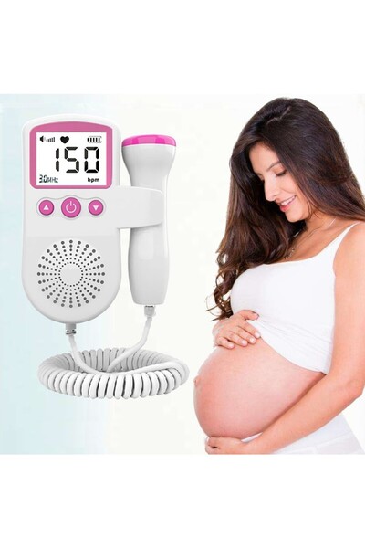 Flippy Fetal Doppler Monitor — Portable, 4.5 cm LCD, 2xAA, ABS, from 9 Weeks, Pink