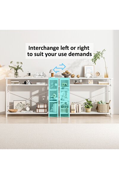 Venpara Console Table for Entryway, with 4 Tier Storage Shelves, Extra Long Sofa Table for Hallway