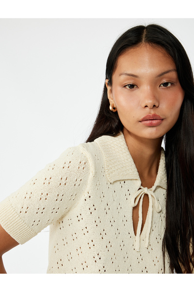Koton سترة نسائية محبوكة باللون البيج