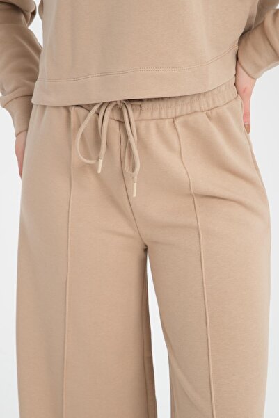 Store Wide leg ribbed women's trousers/sweatpants with drawstring