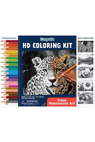 Crayola - HD Coloring Kit | 30 Colored Pencils & 20 Premium Coloring Pages