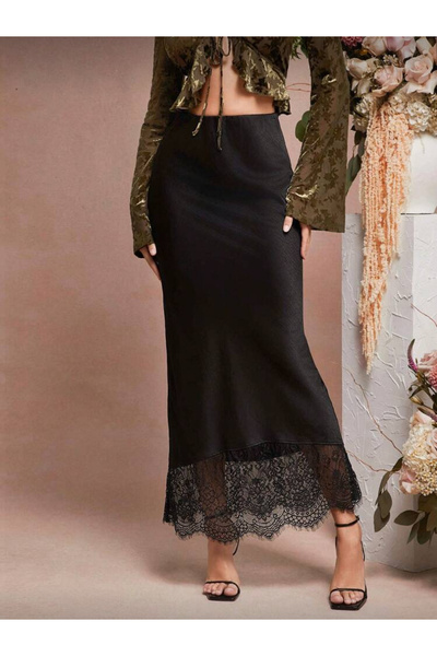 La Saade تنورة ميلوس نوار-ساتان دانتيل أسود من Pinterest