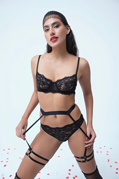 kiari 3-Piece Lingerie Set (Bra-Panties) with Lace Comfortable Shaping Feature