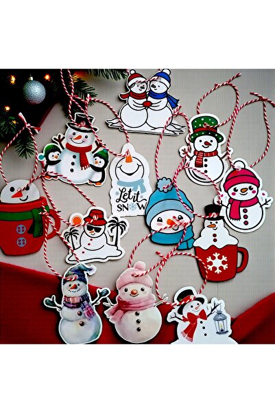 Armada مجموعة من 12 زينة شجرة عيد الميلاد الملونة على شكل رجل الثلج - مجموعة ...