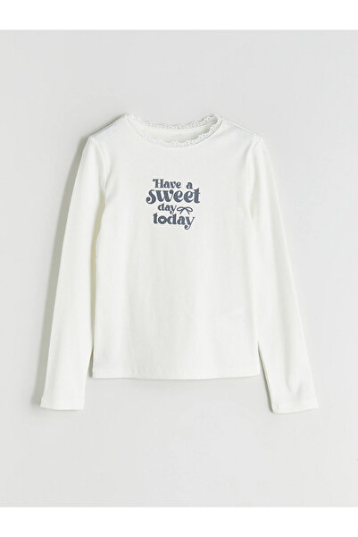 LC Waikiki Tricou pentru fete LCW Kids Ecru Crew Deck