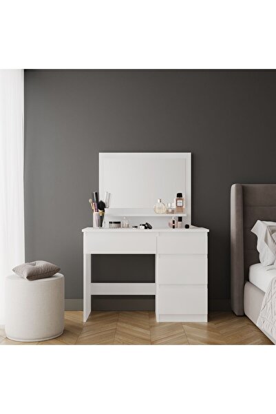 Remaks Demre Çekmeceli Aynalı Makyaj Masası - Beyaz