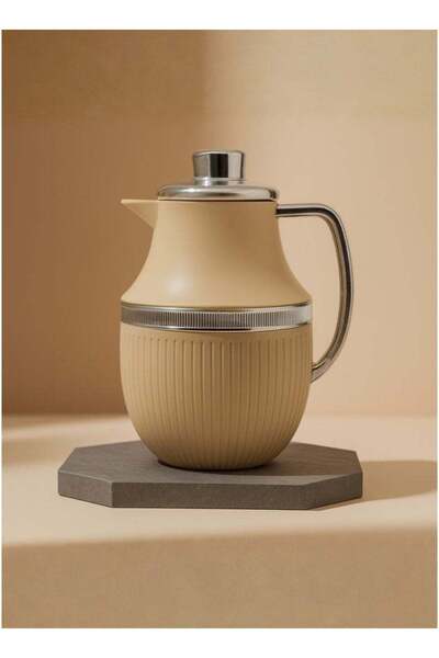 ALQANNAS Premium Tea and Coffee Thermos 1L | Beige & Silver
