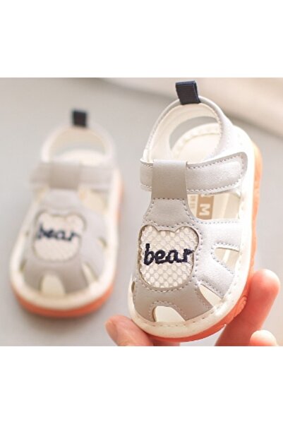 BebeNou Sandale gri pentru bebeluși cu scârțâitor - Ursuleț MD2025SU17-3-SA42