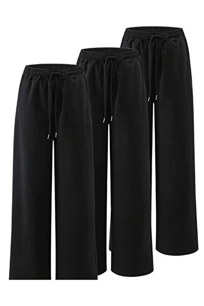 BERYY MODA Τριπλό Μαύρο Βασικό Παντελόνι Φόρμας