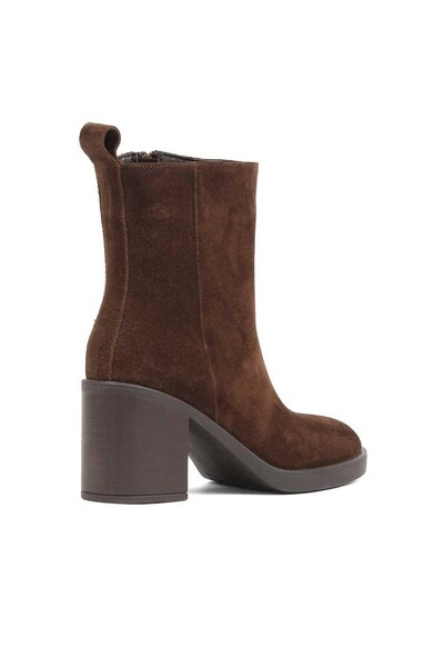 Celal Gültekin Kadın Kahverengi Kalın Topuklu Süet Deri Bot