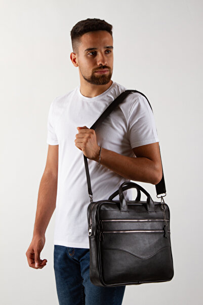 saraci leather craft Saraci Genuine Leather Laptop Briefcase – Genuine Leather Office and Travel Bag