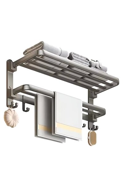 OEM Set Suporturi Baie Aluminiu Anodizat, Raft cu Bara si Carlige, Etajere Co...