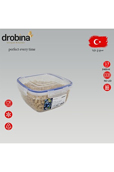 drobina حافظة طعام تركي دروبينا مربع 2400 مل