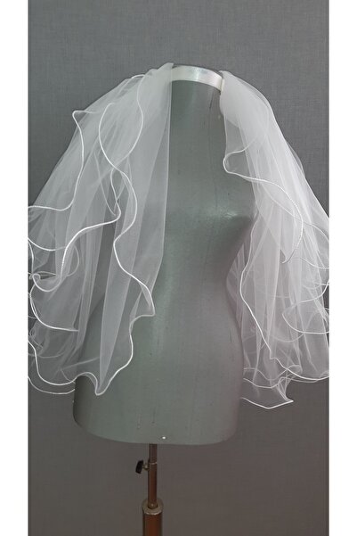 Suzanna Moda Kırık Beyaz_Hayal Tül Duvak_70x60x50_cm_Boy_Taraklı_3_Kat Şeritli, Bukleli,Duble Dalgalı ve Kabarık