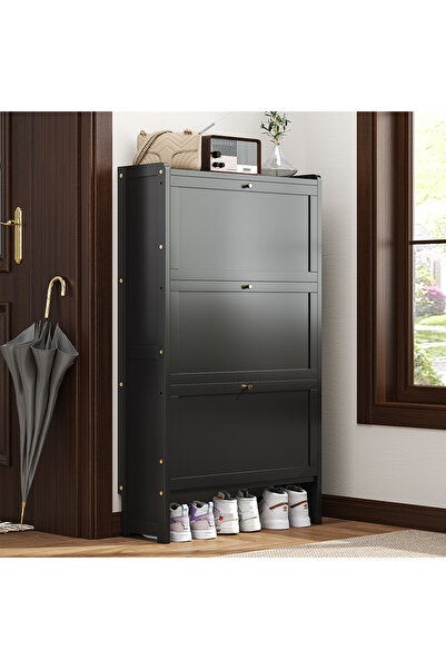 Zztcmp 3 Drawer Shoe Cabinet, Cupboard Shoe Storage Organiser ,Pull Down Shoe Rack