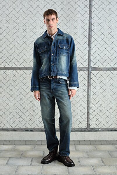 GIESTO Laser Effect Washed Denim Jacket