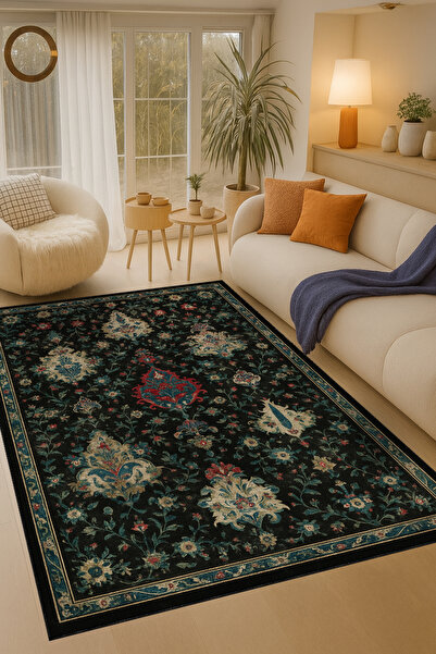 Rugs Modern Halı MOSSO أزرق بلون الكوبالت iDA سجادة زخرفية منسوجة بنمط الزهور...