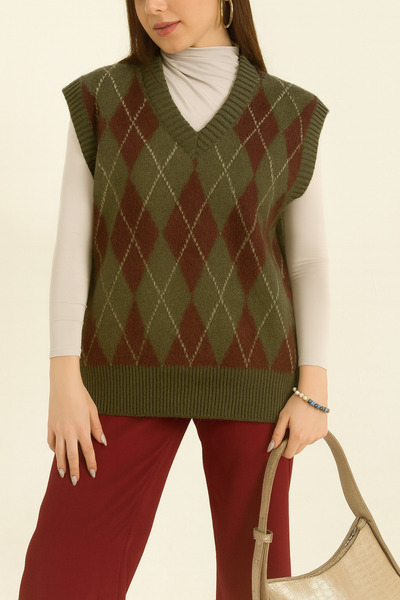 Esma Style Kadın Baklava Desenli Süveter