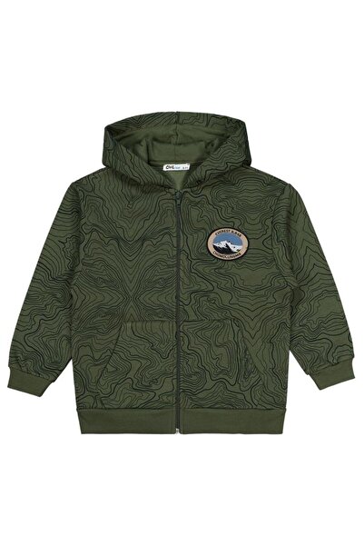 Civil Boys Everest Emblem Coordinated Embroidery Cardigan for Ages 10-13 - Khaki for Ages 10-11