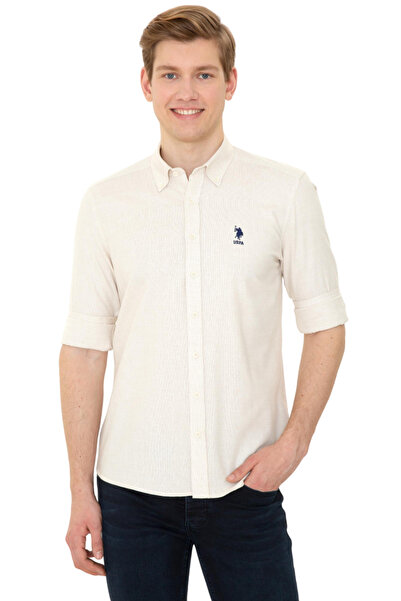 U.S. Polo Assn. Men's Ecru Shirt Uzunkol