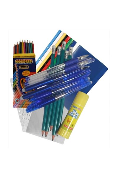 OEM Set rechizite școlare - creioane HB, creioane colorate, pixuri cu gel, st...