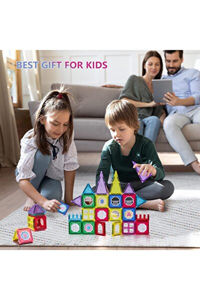 BAYBEE 34-Piece 3D Magnetic Tiles Set (Multi color)