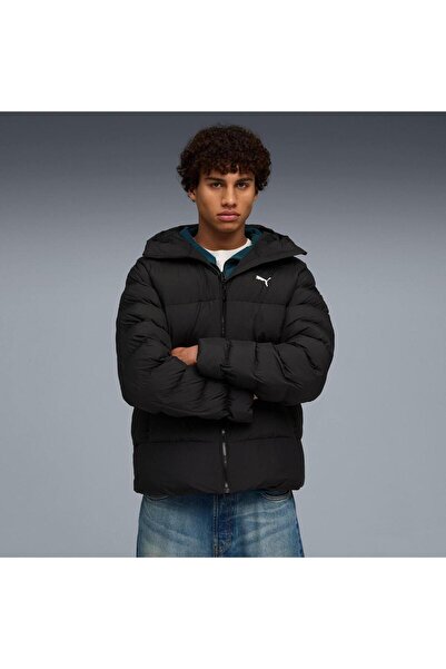 Puma Μπουφάν Μονόχρωμο με κουκούλα Κουκούλα, Μαύρο, Ανδρικό