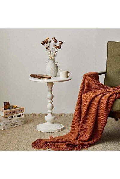 Twinkle Mart End Table, Round Living Room Sofa Side Table, Metal Bedside Desk, 52x40cm