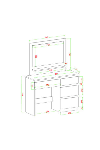 Remaks Demre Çekmeceli Aynalı Makyaj Masası - Beyaz