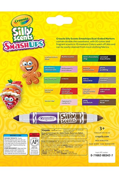 Crayola Sili Sents Smash Scented Dual-Ended Broad Washable Markers, 10-Pack