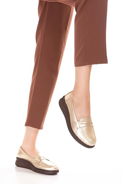 Gondol Hakiki Deri Anatomik Taban Rahat Ayakkabı usl.2170 Gold