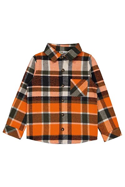 Civil Boys Single Pocket Plaid Shirt for 6-9 Years Old - Orange 8-9 Years Old