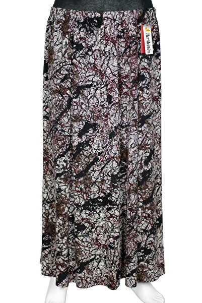 HESNA Women's Ecem Battal Size 8 Piece Elastic Black Skirt D50