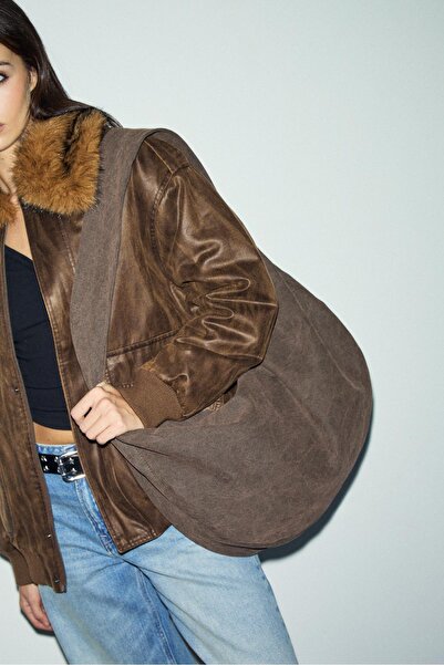 Stradivarius Yıkanmış pamuk çanta