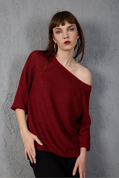 sumoda Women's Off-Shoulder Mercerized Knitwear Sweater