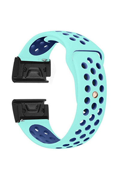 iUni Curea de ceas inteligent Garmin Fenix ​​7X/6X/5X Plus/5X/3 HR / 3,26 mm din silicon, culoare turcoaz-albastru