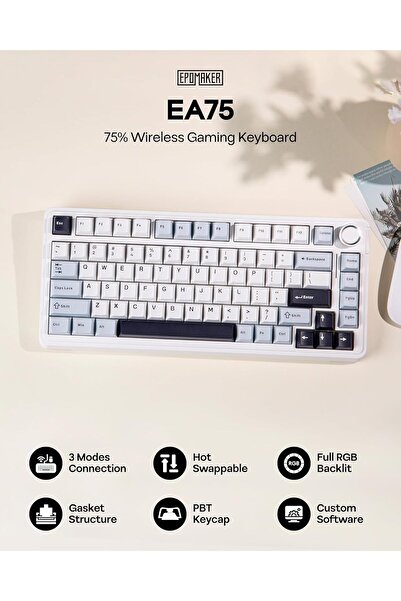 Epomaker EA75 75% RGB Wireless Mechanical Keyboard (Light Blue, Reaper Switch)