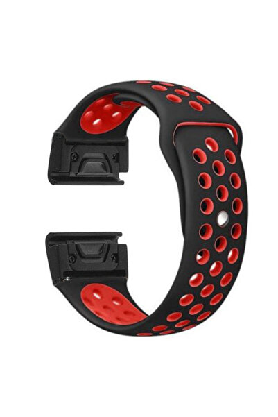 iUni Curea ceas inteligent Garmin Fenix ​​7X / 6X / 5X Plus / 5X / 3 HR / 3, silicon sport 26 mm, negru-roșu
