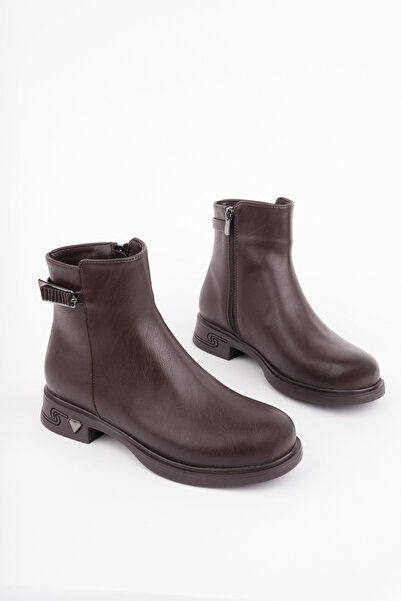 Madam Tarz BLN-302 Cizme cu toc plat cu detaliu cu cataramă